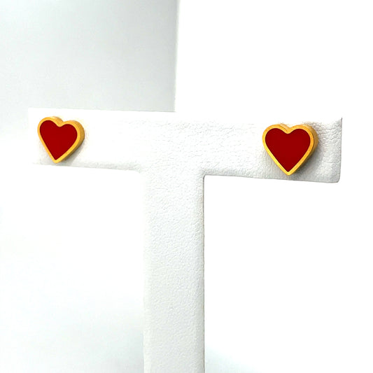Stainless Steel Gold Plated Heart Stud Earrings Ref: EA610801G