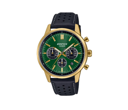 Casio Edifice – Green Dial Chronograph with Racing Leather Strap