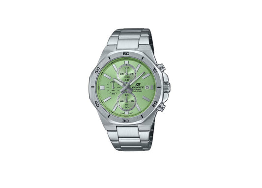 Casio Edifice – Sporty Chronograph with Light Green Dial