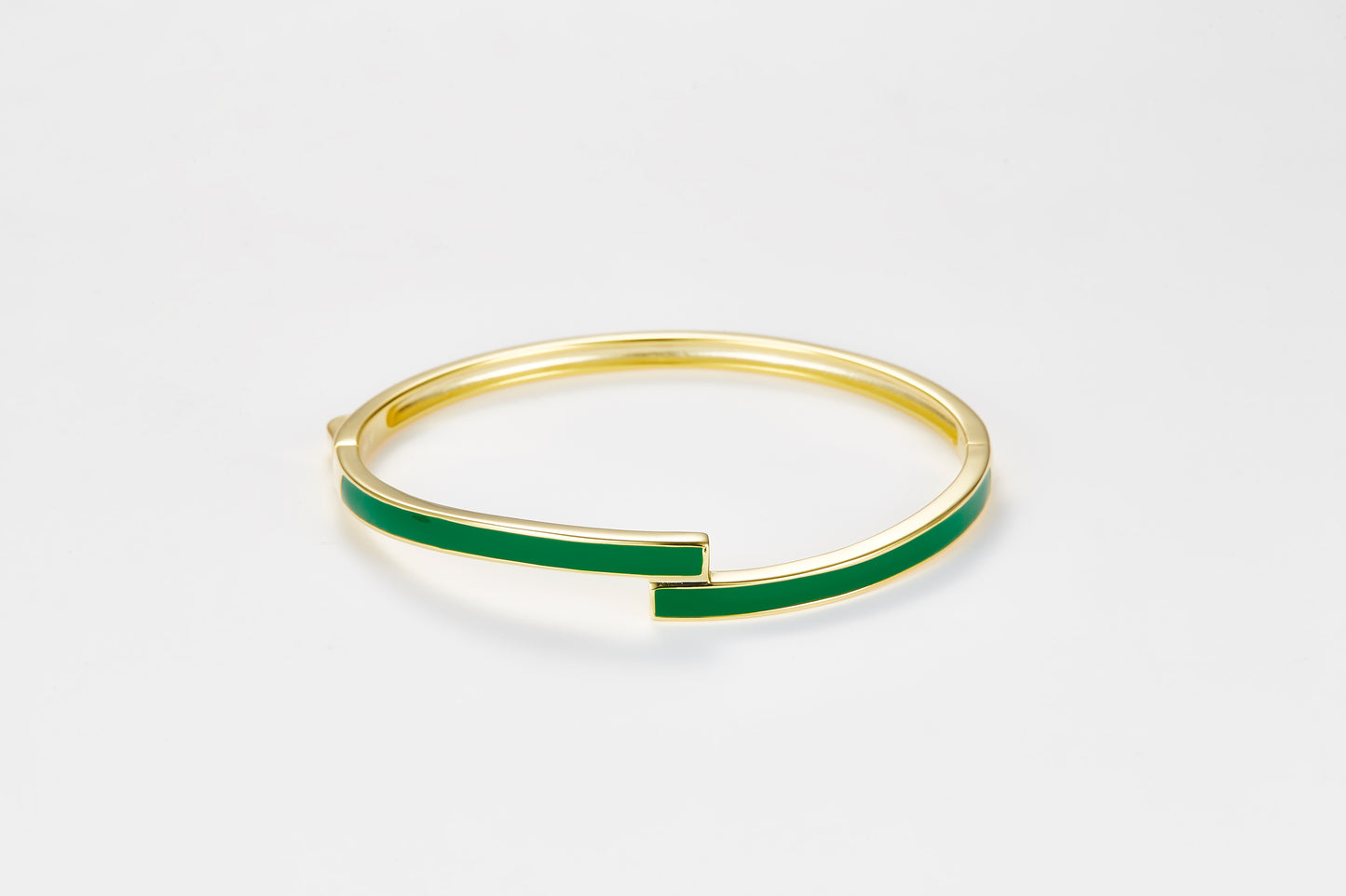 SMALTO Silver Twist Bangle - Yellow Gold Plating with Blue Enamel