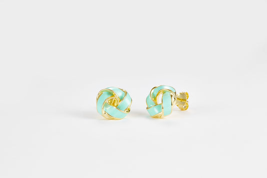 SMALTO Silver Earrings - Yellow Gold with Turquoise Enamel