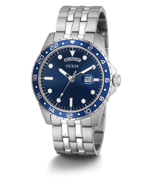 GUESS Mens Silver Tone Day/Date Watch GW0420G1