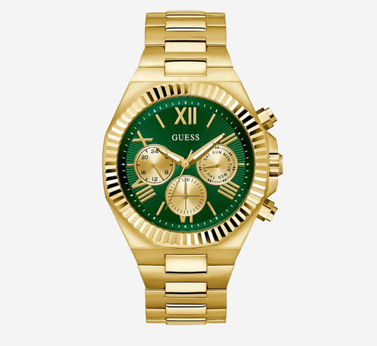 GUESS Equity Mens Gold Tone Multi-function Watch