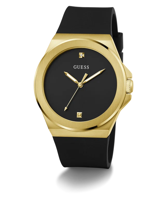 GUESS Mens Black Gold Tone Analog Watch GW0790G1