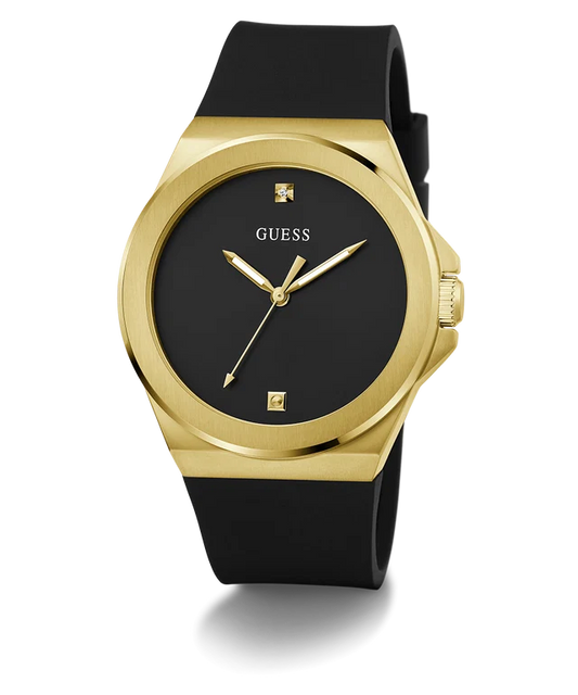 GUESS Mens Black Gold Tone Analog Watch GW0790G1