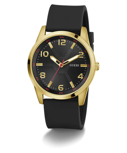 GUESS Mens Black Gold Tone Analog Watch GW0805G2