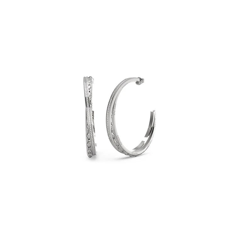GUESS UBE04585RH Stainless Steel Crystal Hoop Earrings - J42258