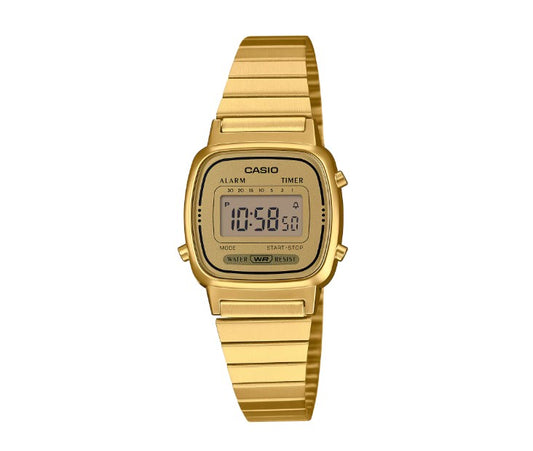 Casio Digital Resin Watch with Gold - Tone Case and Stainless Steel Band