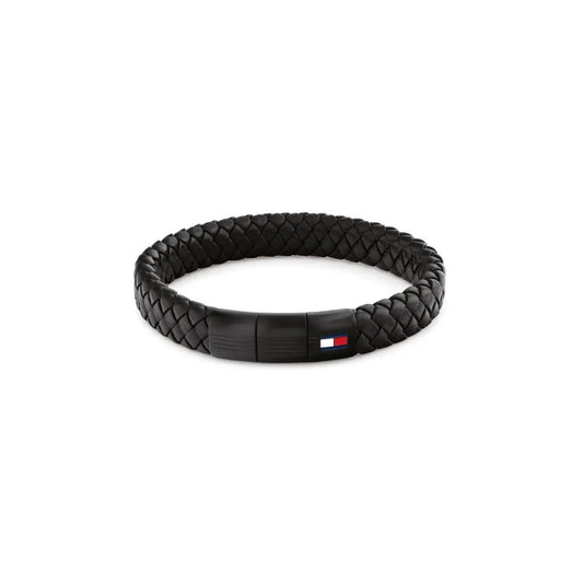 Tommy Hilfiger Braided Men's Black Leather Bracelet 2790662
