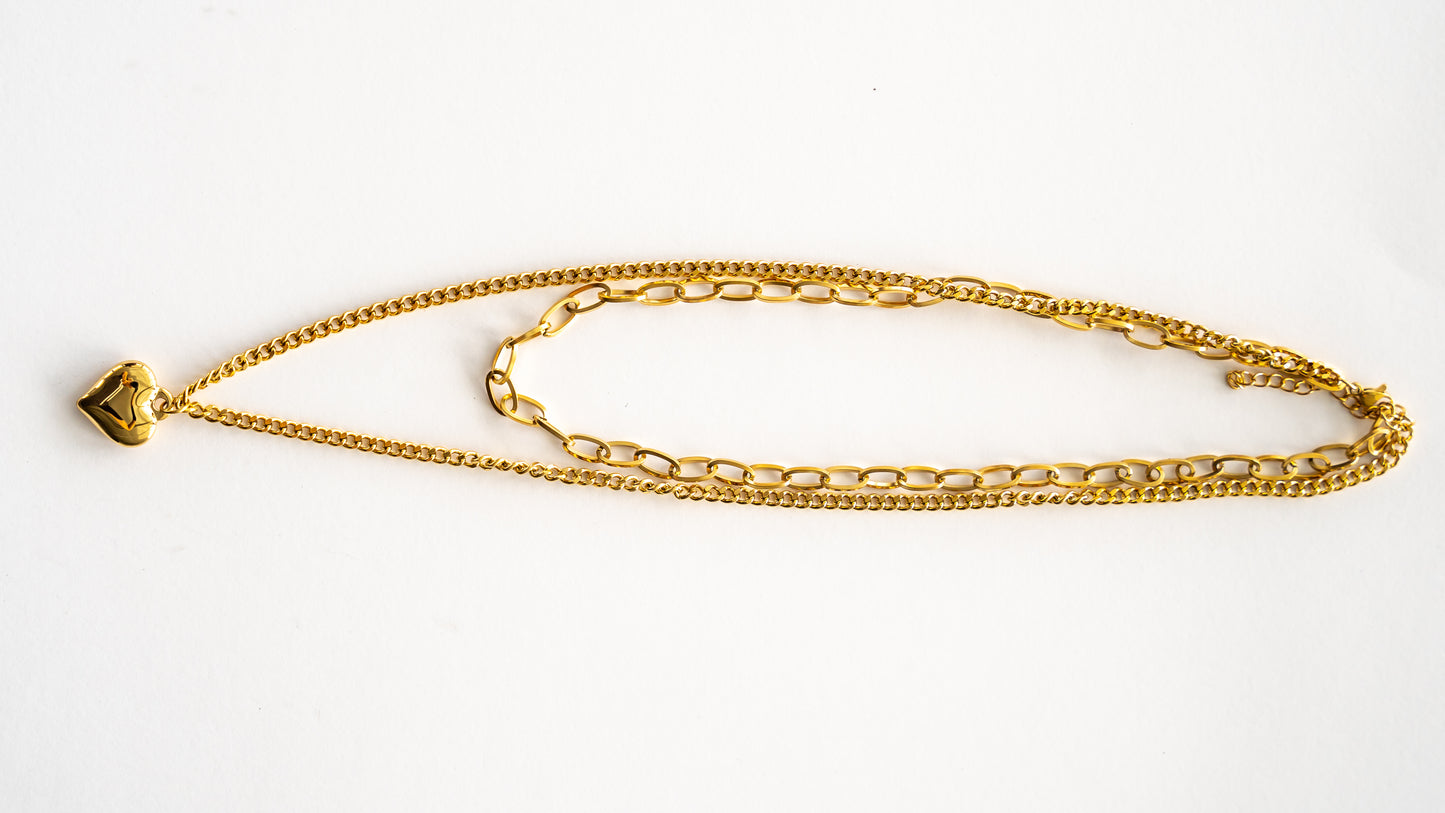 Layered Heart Necklace - NE249401G