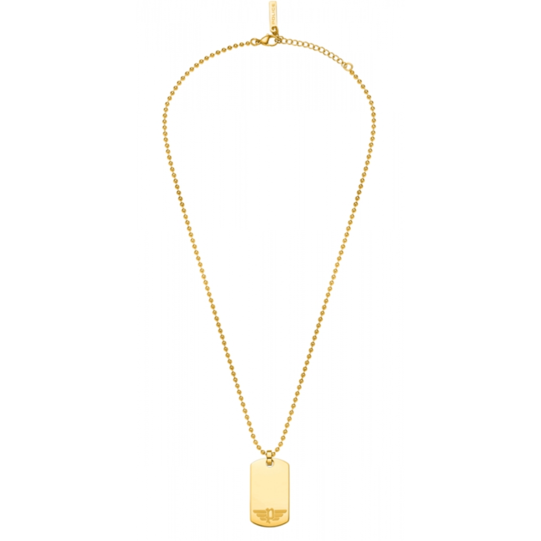 Police Gold Tone Dog Tag Necklace Ref :PEAGN0009402