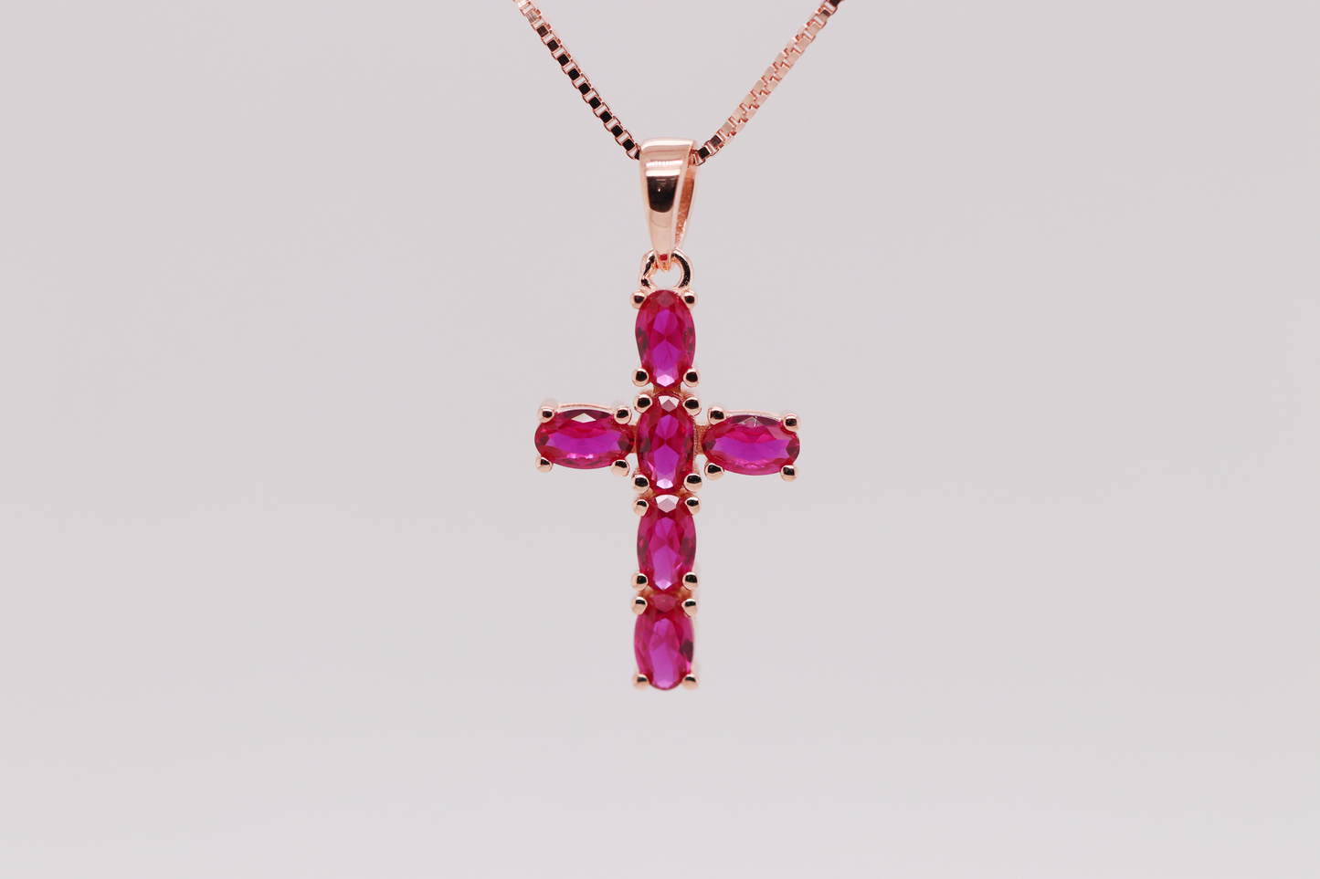 Ovale Rosa Cross Necklace Ref: RCROP-PG