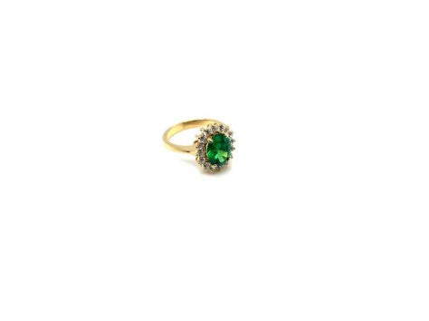 18KT YELLOW GOLD WITH GREEN STONE AND ZIRCONS
