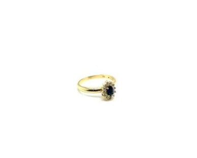 18KT YELLOW GOLD WITH BLUE STONE AND ZIRCONS