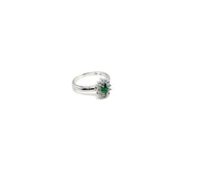 18KT WHITE GOLD WITH GREEN STONE AND ZIRCONS