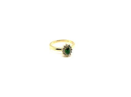 18KT YELLOW GOLD WITH GREEN STONE AND ZIRCONS