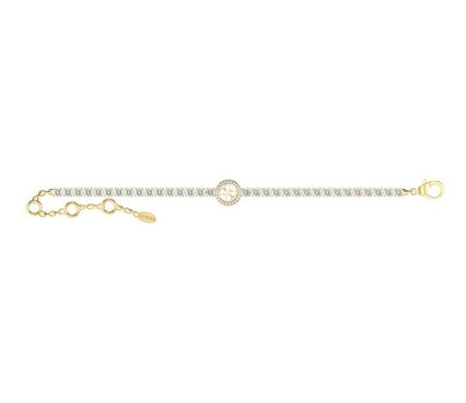 GUESS Ladies Large 4G Logo Tennis Cubic Crystals Bracelet UBB05142YGL