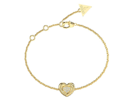 Guess Women's Large L.O.V.E. 12mm Heart Pave Bracelet UBB05461YGL