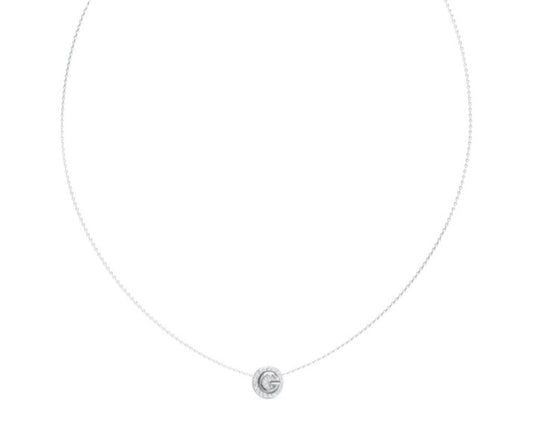 Guess Women's G Crystal Coin Pave Necklace UBN05446RH