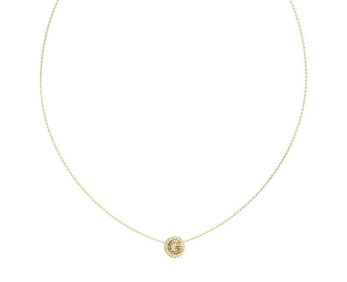 Guess Women's G Crystal Coin Pave Necklace UBN05446YG