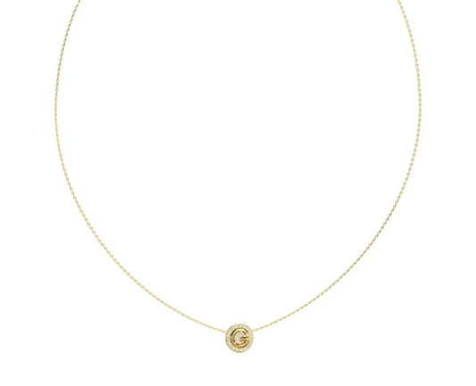 Guess Women's G Crystal Coin Pave Necklace UBN05446YG