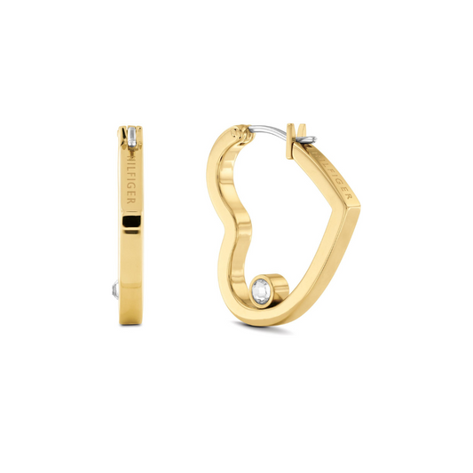Tommy Hilfiger Gold Plated Heart with Crystal Ear Clutch Earrings Ref: 2780753
