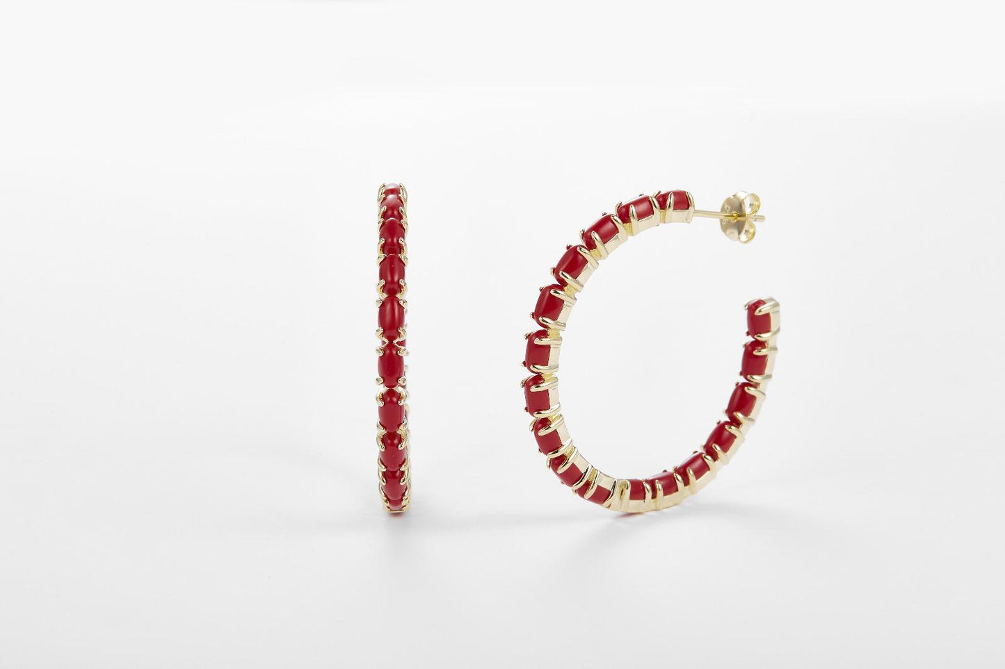 Tennis Pietra Large Earrings - Coral