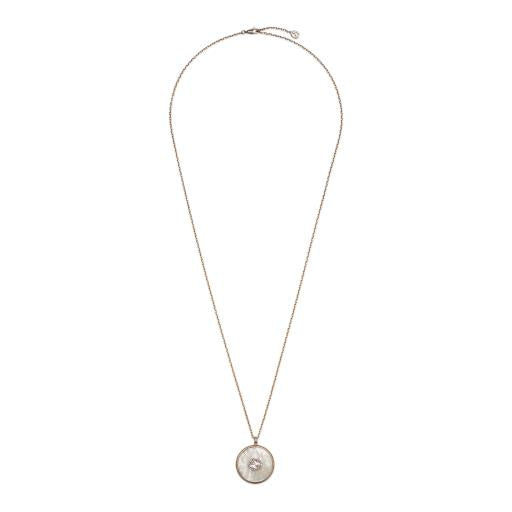 GUCCI INTERLOCKING Necklace in pink gold, Mother of Pearl and 12mm Pave Diamond pendant