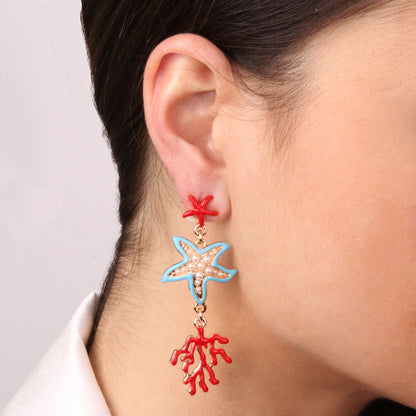 Earrings with Starfish and Corals