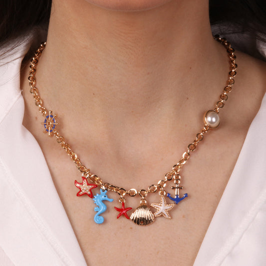 Necklace with Starfish, Shells and Anchor