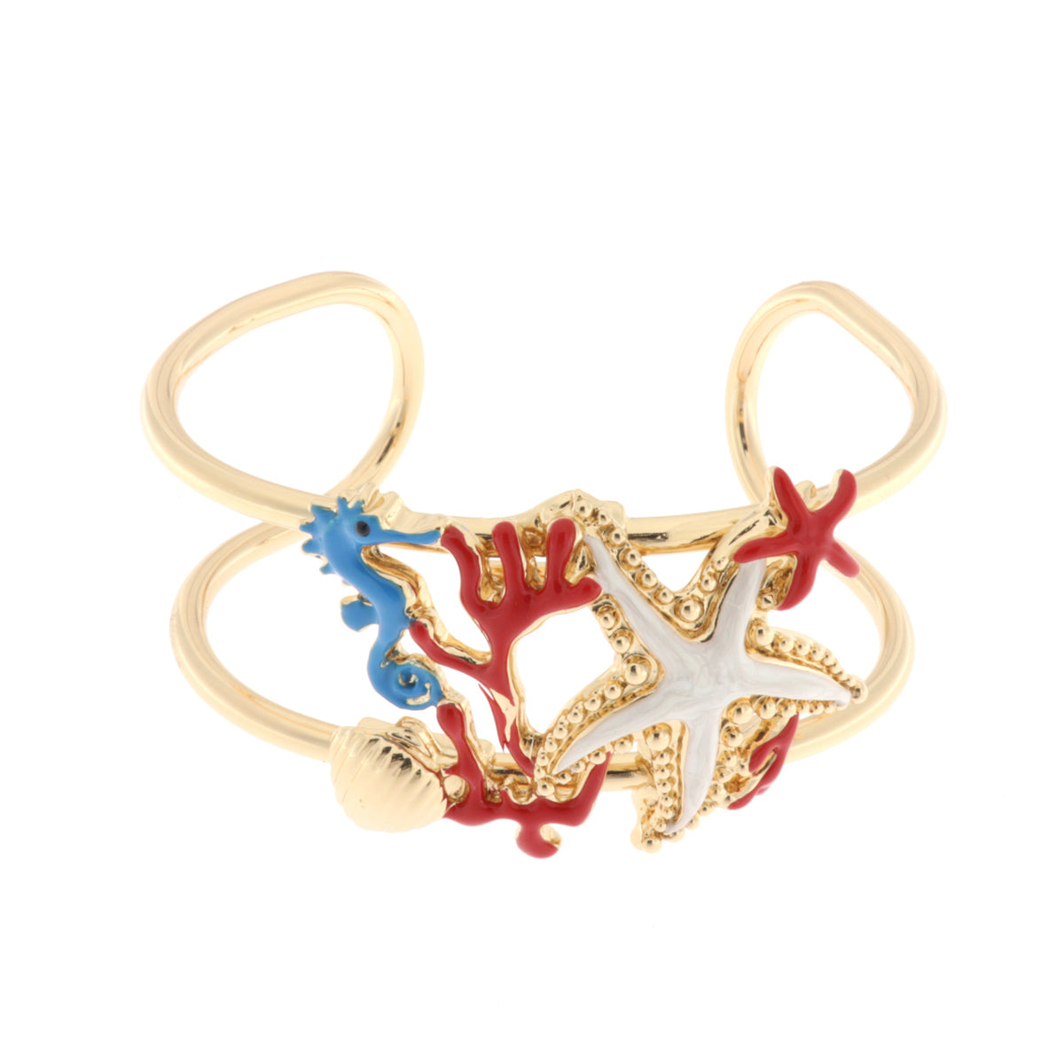 Bangle with Starfish, Shell, Coral and Seahorse