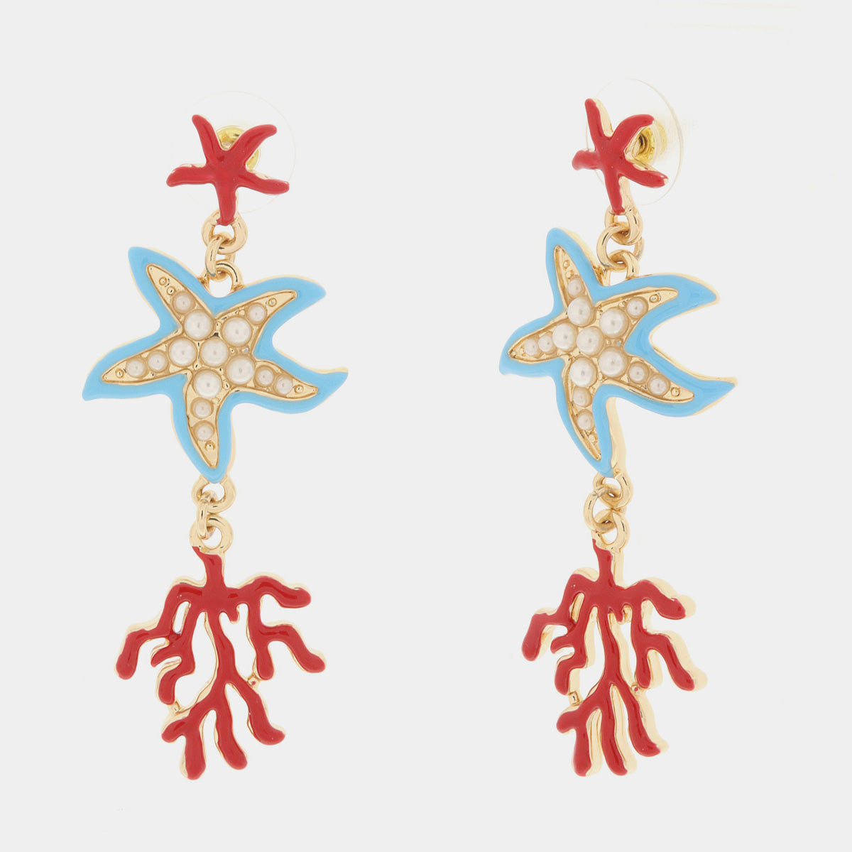 Earrings with Starfish and Corals