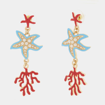 Earrings with Starfish and Corals