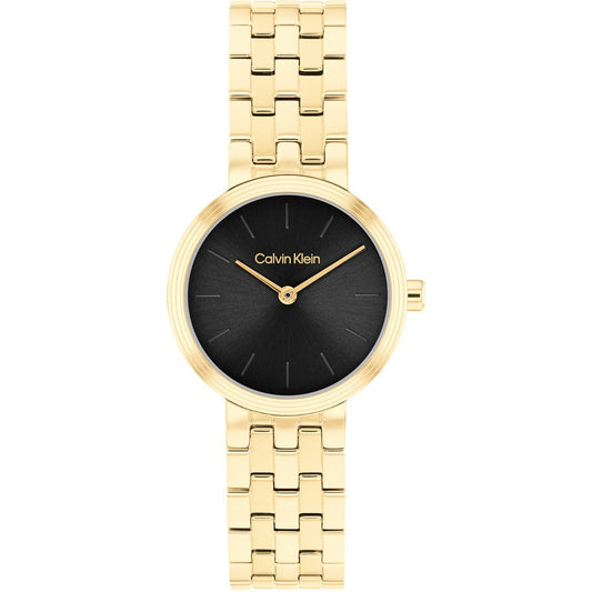 Calvin Klein Gleam / Modern Line Women's Gold-Tone Stainless Steel Watch with Black Dial 25100187