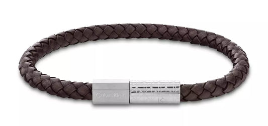 Calvin Klein Industrial Facets Men's Braided Leather Bracelet 35100089