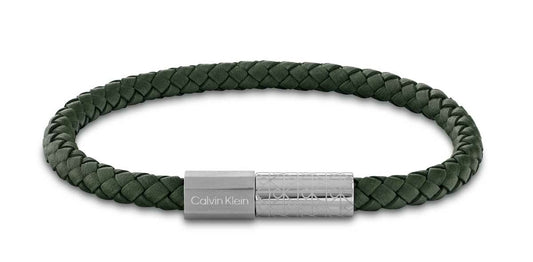 Calvin Klein Industrial Facets Men's Braided Leather Bracelet 35100090