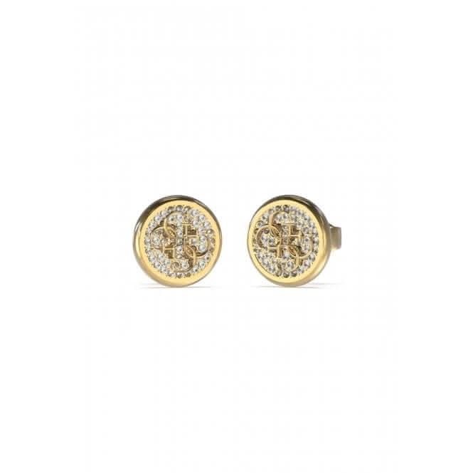 Dreaming Guess 12mm Pave 4G Studs Gold Earrings UBE03129YG
