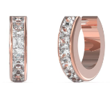 Guess Ladies Huggie Me Rose Tone Pave Set Earrings