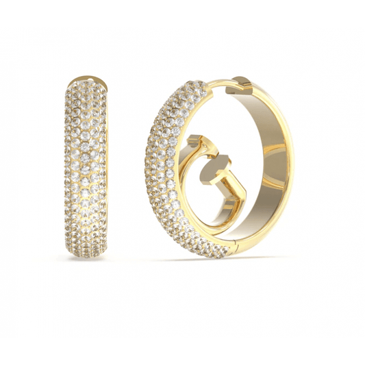 Guess Gold Plated G Logo Pave Huggy Earrings UBE03299YG