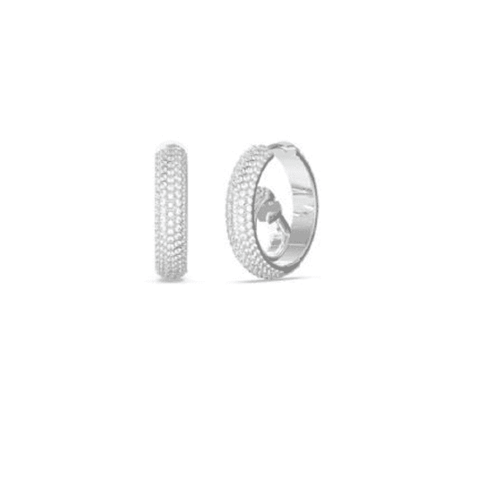 Guess Rhodium Plated G Logo Pave Huggy Earrings UBE03299RH