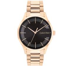 Calvin Klein Minimalist Black Dial / Rose Gold-Tone Stainless Steel Men's Watch 25200037