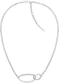 Calvin Klein Interlocking Organic Loops / Silver-Tone Stainless Steel Chain Necklace 35000353