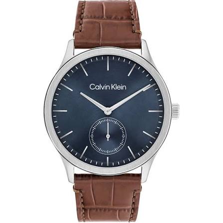Calvin Klein Classic / Minimal Small Seconds Blue Dial Men's Leather Watch 25200552