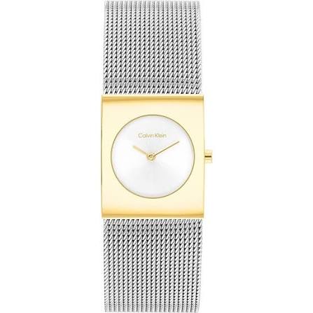 Calvin Klein Modern Square / Geometric Two-Tone Women's Mesh Watch 25100139