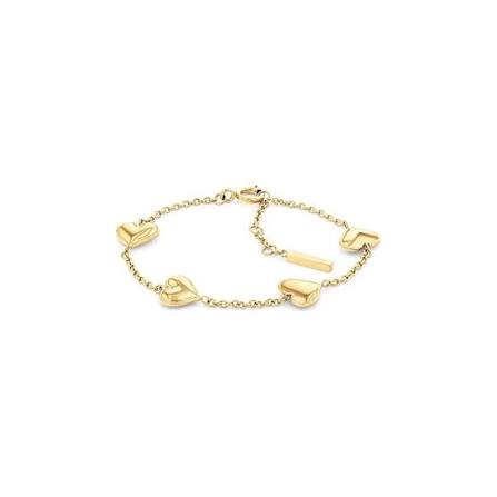 Calvin Klein Sculpted Heart Charm / Gold-Tone Stainless Steel Chain Bracelet 35000300