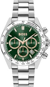 Hugo Boss Sport Luxury Volane / Grand Prix Chronograph Green Dial Men's Stainless Steel Watch 1514268