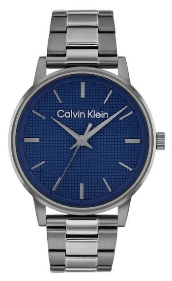 Calvin Klein Modern Textured Dial / Grid Pattern Blue Dial Men's Stainless Steel Watch 25200502