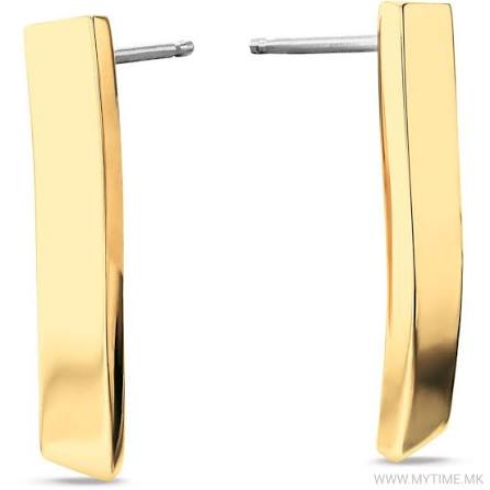 Calvin Klein Sculpted Bar / Curved Linear Gold-Tone Stainless Steel Earrings 35000850