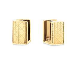 Calvin Klein Geometric Monogram / Engraved CK Monogram Gold-Tone Stainless Steel Huggie Earrings 35000890