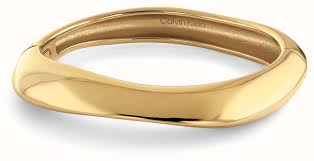 Calvin Klein Sculpted Wave / Wide Polished Gold-Tone Stainless Steel Bangle 35000818